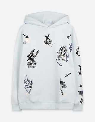 Sweatshirt - Allover-Print - hellblau