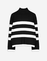 Pulover de tricot - Umeri supradimensionați - Negru