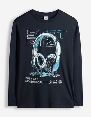 Longsleeve - Voorkantprint - Donkerblauw