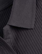 Poloshirt - Gerippt - dunkelgrau