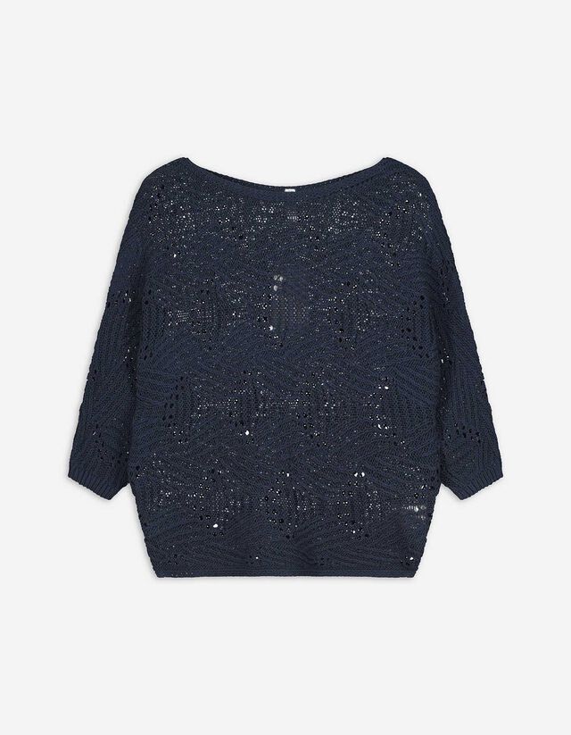 Strickpullover - Fledermausärmel - dunkelblau