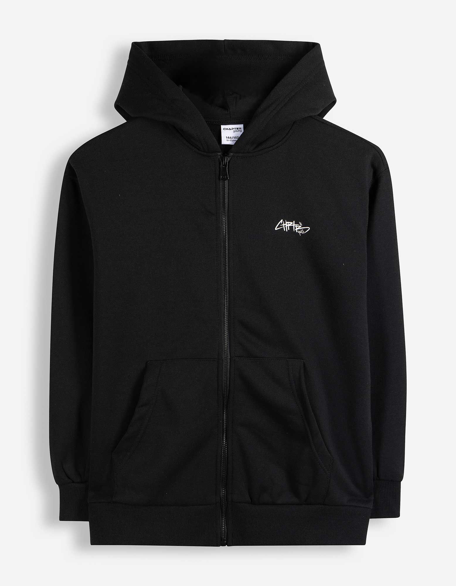Sweatjacke - einfarbig - Schwarz