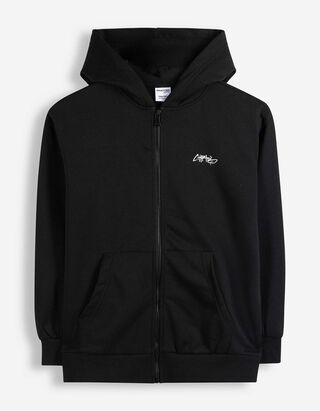 Sweatjacke - einfarbig - Schwarz