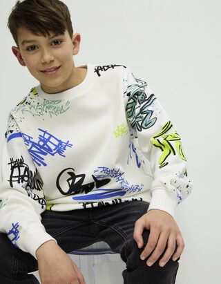 Sweatshirt - Oversized Fit - wei&szlig;