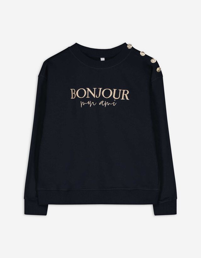 Sweatshirt - Zierknöpfe - dunkelblau