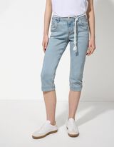 Kapri pantalone - Pertlanje - svetlo-plava