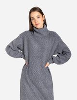 Dzianinowa sukienka - golf - szary