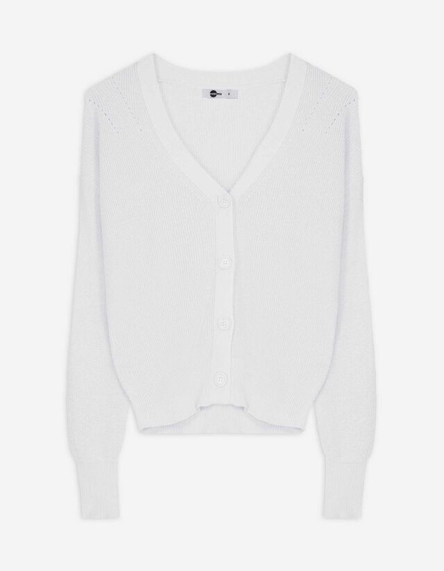 Giacca in maglia - Scollo a V - bianco