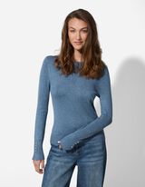 Pletený sveter - Ozdobné gombíky - tmavomodra