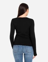 Tričko s dlhými rukávmi - Zmes bavlny - cierna