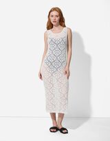 Pletena haljina - Bočni prorez - bela