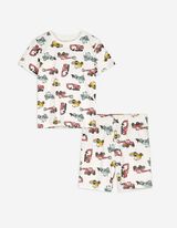 Pyjama Set aus Shirt und Shorts - Allover-Muster - weiß