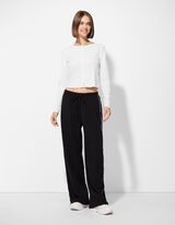 Longsleeve - Geribd - wit