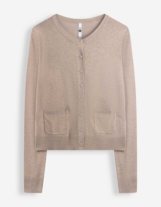 Strickjacke - Knopfleiste - Beige