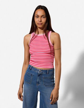 Tanktop - Rippenstruktur - Pink