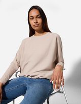 Langarmshirt - Fledermaus&auml;rmel - beige