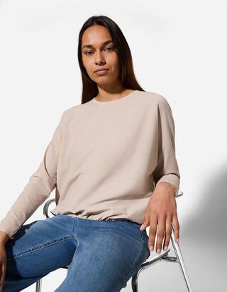 Langarmshirt - Fledermaus&auml;rmel - beige