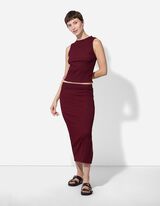 spódnica - rozcięcie z boku - ciemny czerwony