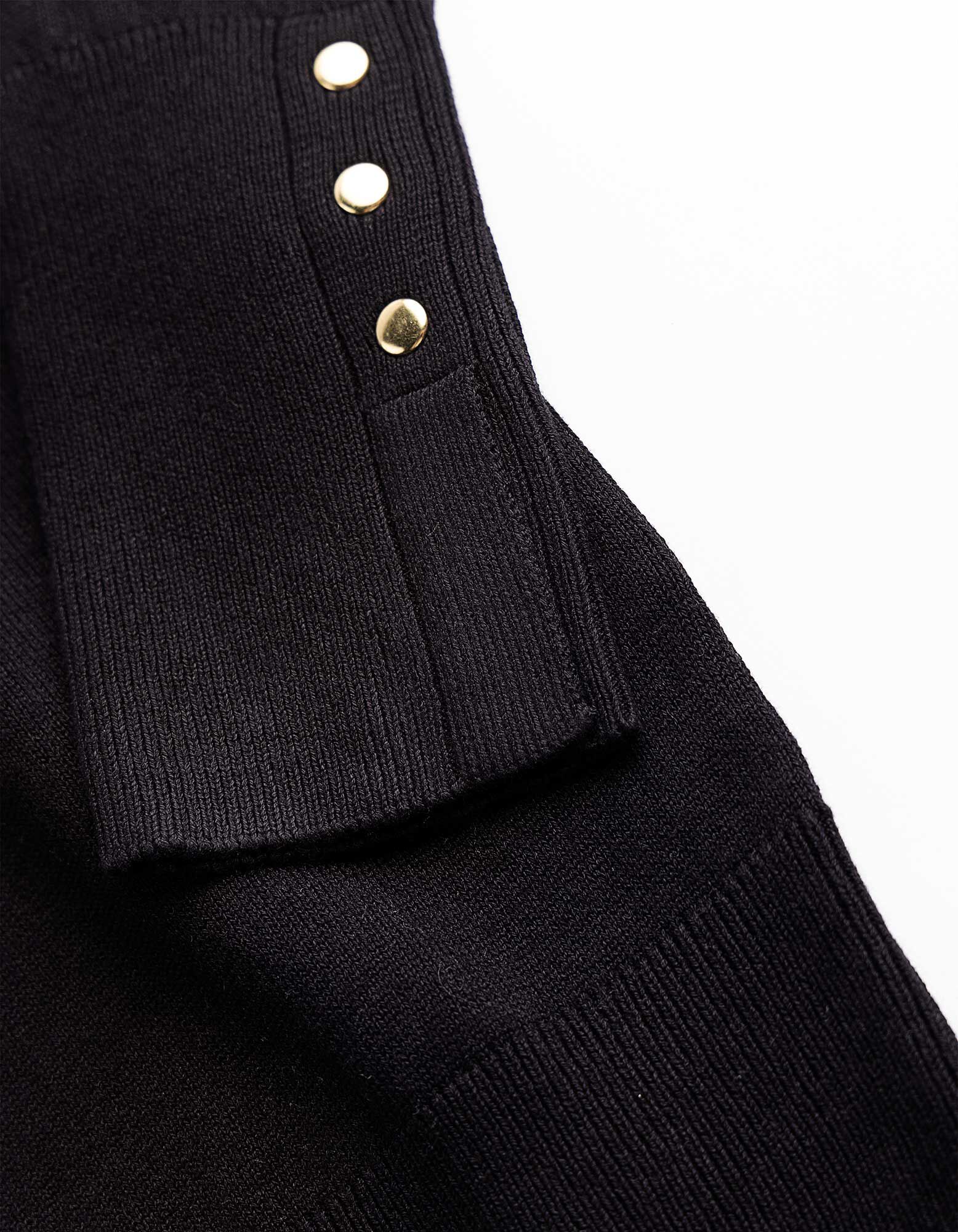 Strickpullover - Zierkn&ouml;pfe - Schwarz