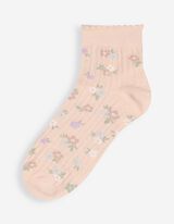 Chaussettes - Motif floral - Rose