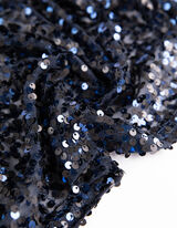 Abito - Inserto di paillettes - blu scuro