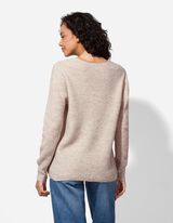 Pullover - V-Ausschnitt - beige