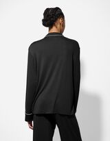 Pyjama Set aus Shirt und Hose - Viskose - dunkelgrau