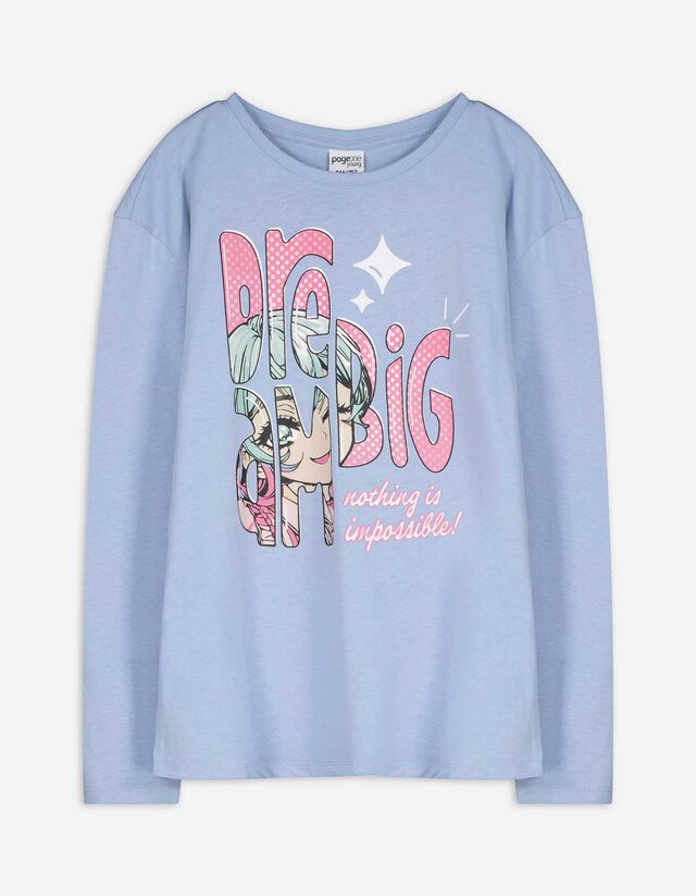 Langarmshirt - Print - hellblau