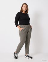 Pantalon en velours c&ocirc;tel&eacute; - Ceinture &eacute;lastique - Vert