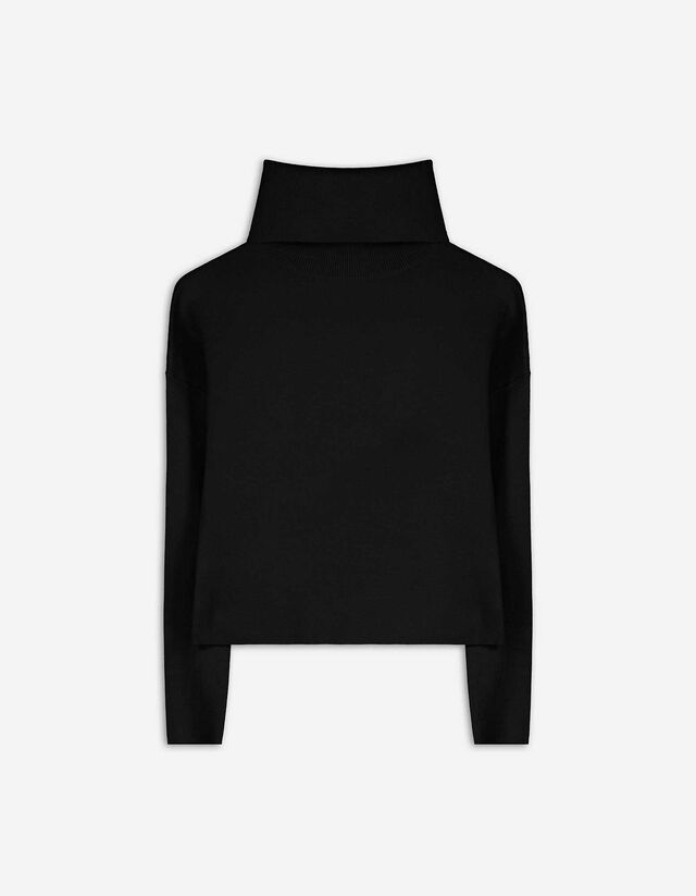 sweter - obniżona linia ramion - czarny