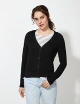 Giacca in maglia - Scollo a V - nero