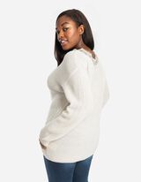 Pletený sveter - Čipková podsádka - bezova