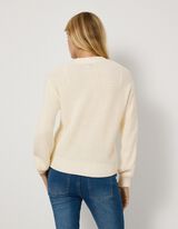 Strickjacke - Knopfleiste - Off-White