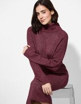 Kleid - Rollkragen - dunkelrot