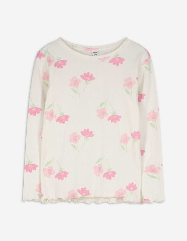 Langarmshirt - Muschelsaum - weiß
