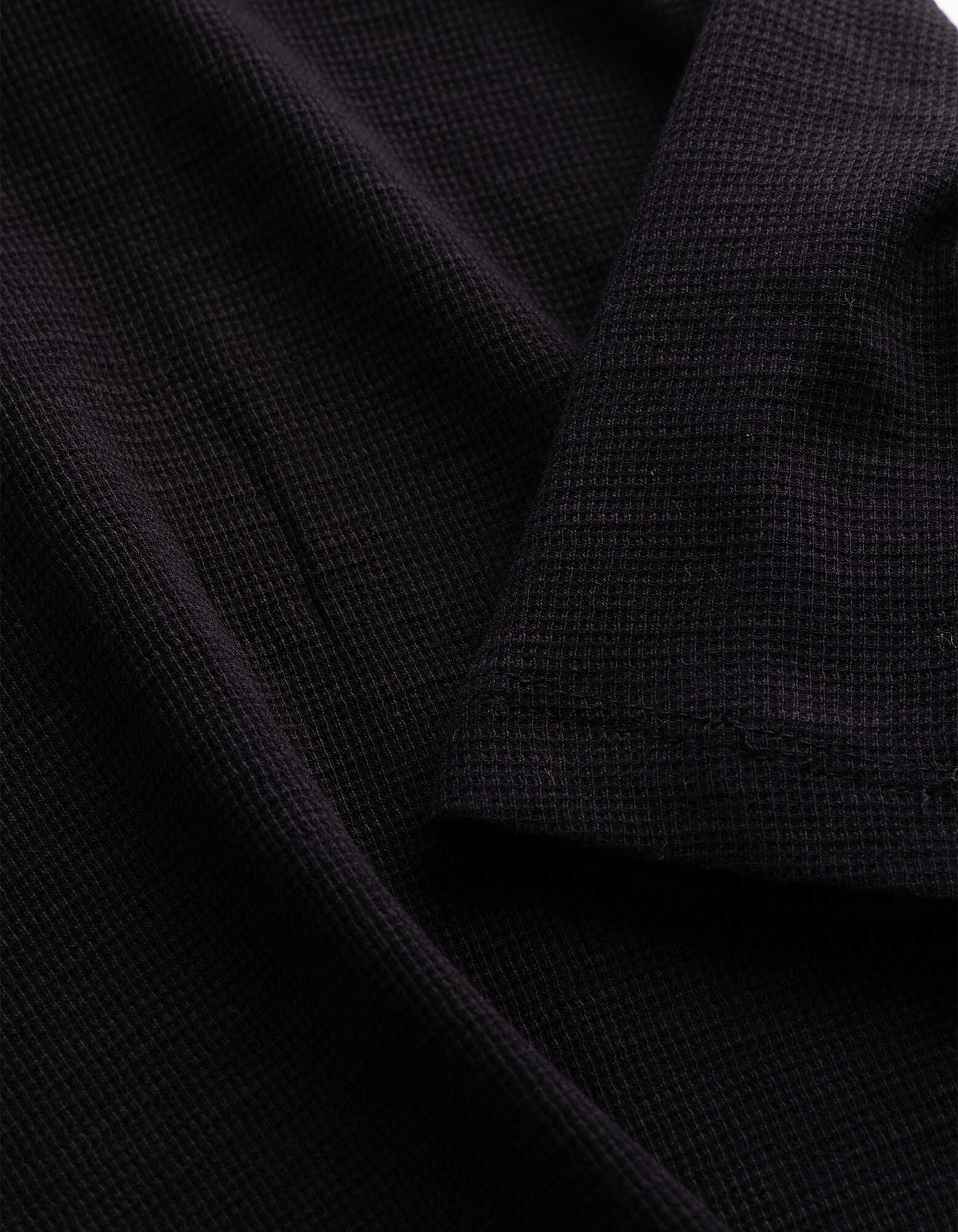T-Shirt - Waffelstruktur - Schwarz