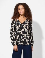Bluse - Allover-Print - schwarz