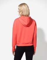 Pulover s kapuco - Mehko na otip - svetlo rdeca