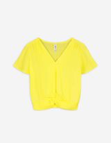 Maglia blusata - Effetto incrociato - giallo chiaro