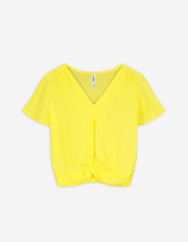 Maglia blusata - Effetto incrociato - giallo chiaro