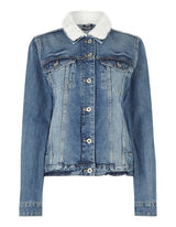 Damen Jeansjacke mit Teddyfell