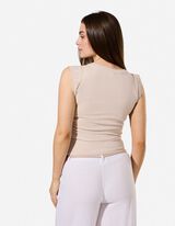 Top sans manches - Volants - beige