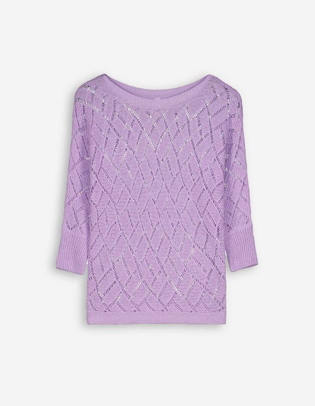Sweter z dzianiny - Mieszanka bawełny - lila