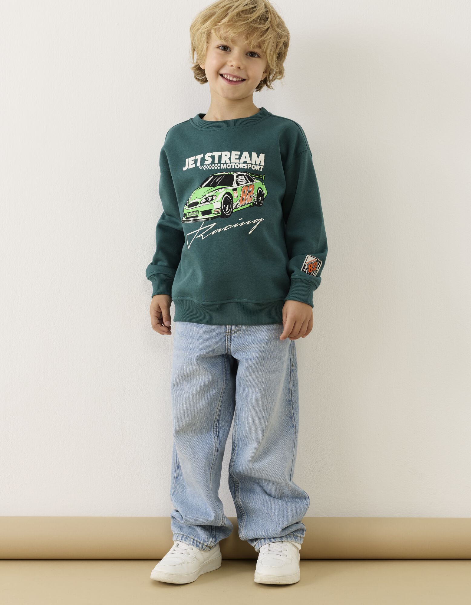 Sweatshirt - Print - Donkergroen
