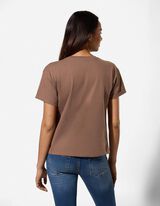 T-shirt - Borduursels - bruin