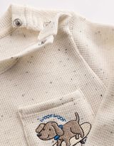 Bluză de corp cu m&acirc;necă lungă - Structură gofrată - Alb