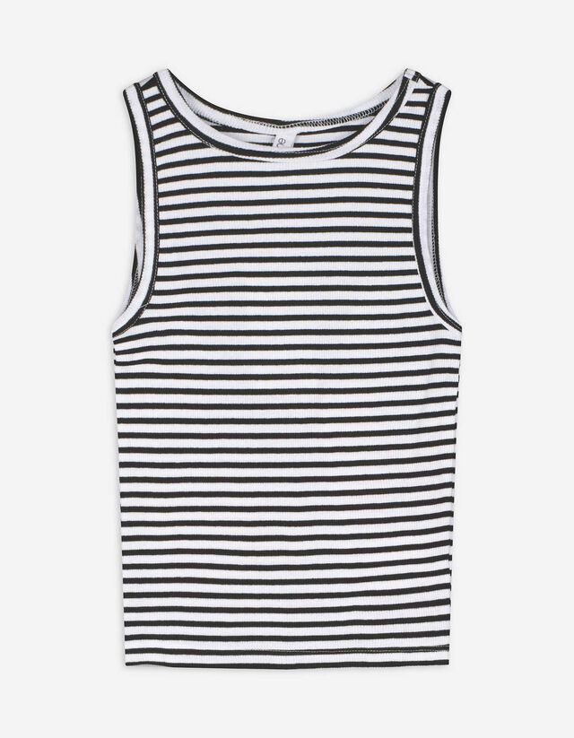 Cropped top - Strepen - wit