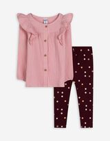 Set van jurk en legging - Mousseline - roze