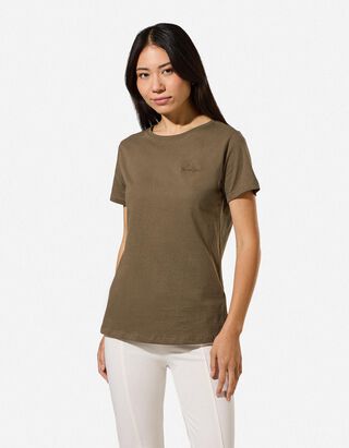 T-shirt - Borduursels - Kaki