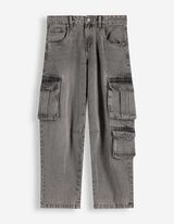 Pantalon cargo - Coupe ample - Gris